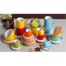 Haonai solid color ceramic/bone china tea cup set ceramic coffee cup set coffee set with saucer